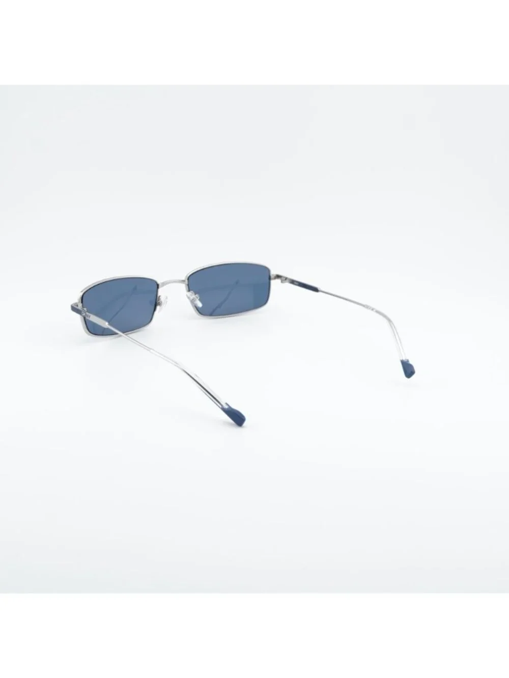 DKNY DK119S 040 Sunglasses Silver Rectangle Frame, Blue Lenses